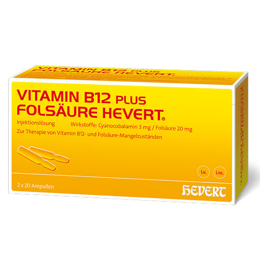 VITAMIN B12 PLUS Fols&auml;ure Hevert a 2 ml Ampullen