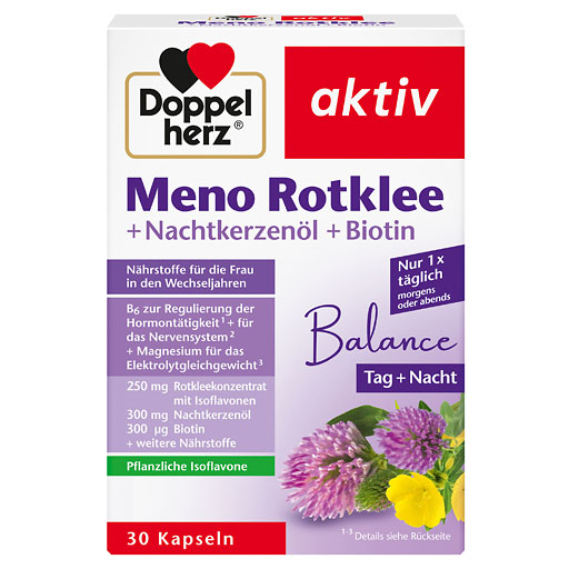 DOPPELHERZ Meno Rotklee+Nachtkerzen&ouml;l+Biotin Kaps.