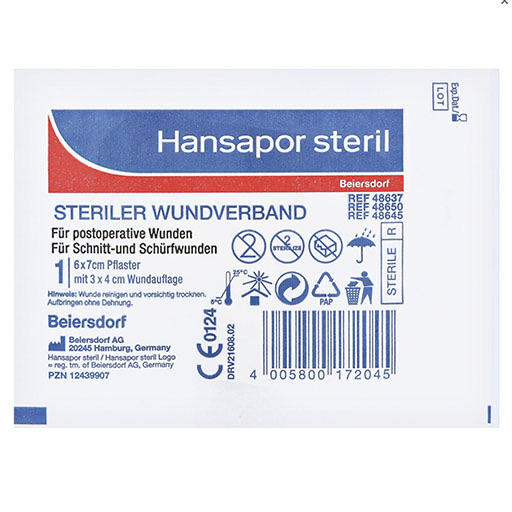 HANSAPOR steril Wundverband 6x7 cm
