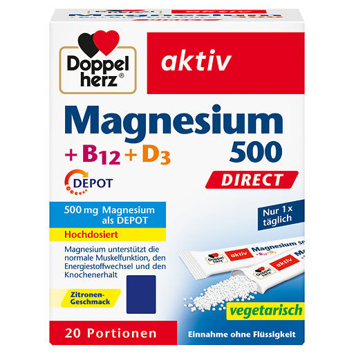 DOPPELHERZ Magnesium 500+B12+D3 Depot DIRECT Pell.